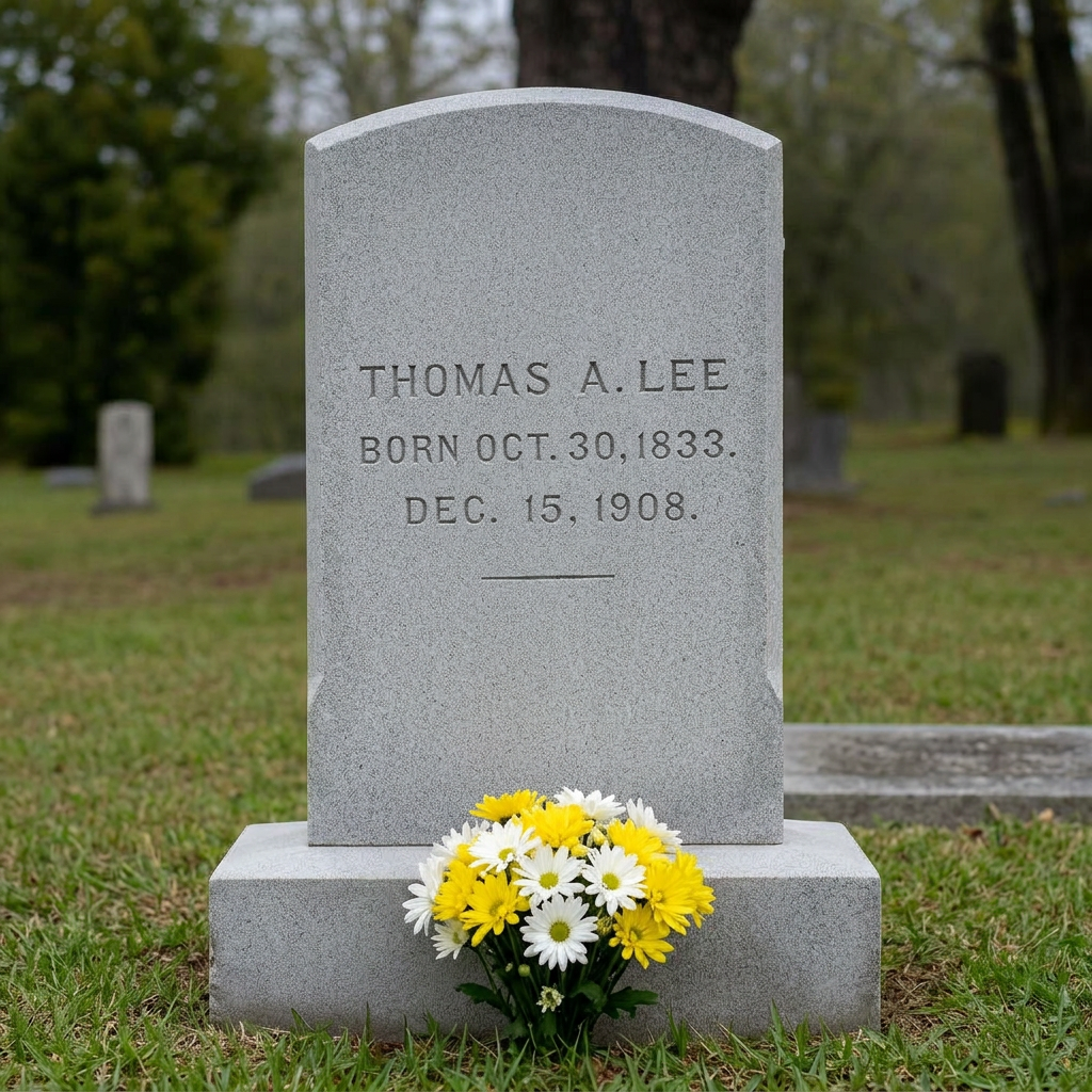 The same headstone after gentle cleaning, with a fresh bouquet of daisies and chrysanthemums